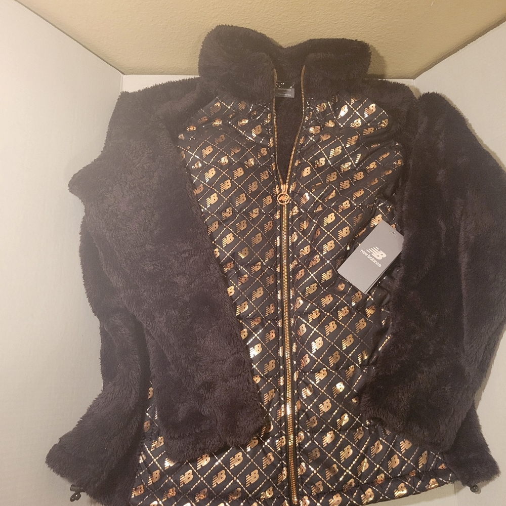 NWT New Balance size 1x jacket black with bikd logo all over front